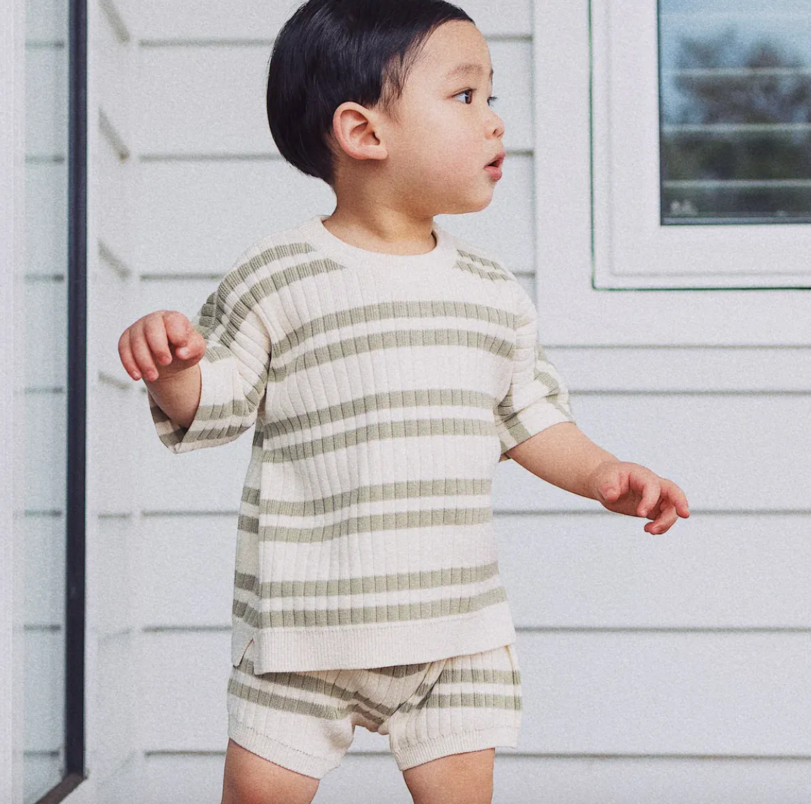 KYND Baby - Knit Rib Short (Sage Stripe)
