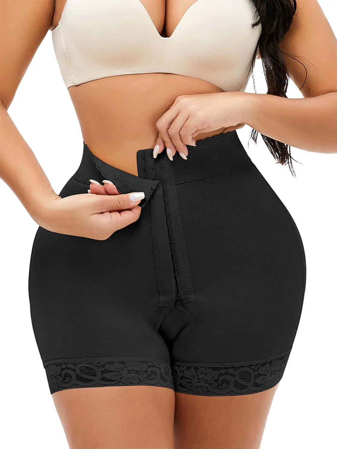 Lace Detail Hook-and-Eye Shaping Shorts – Shape Your Curves