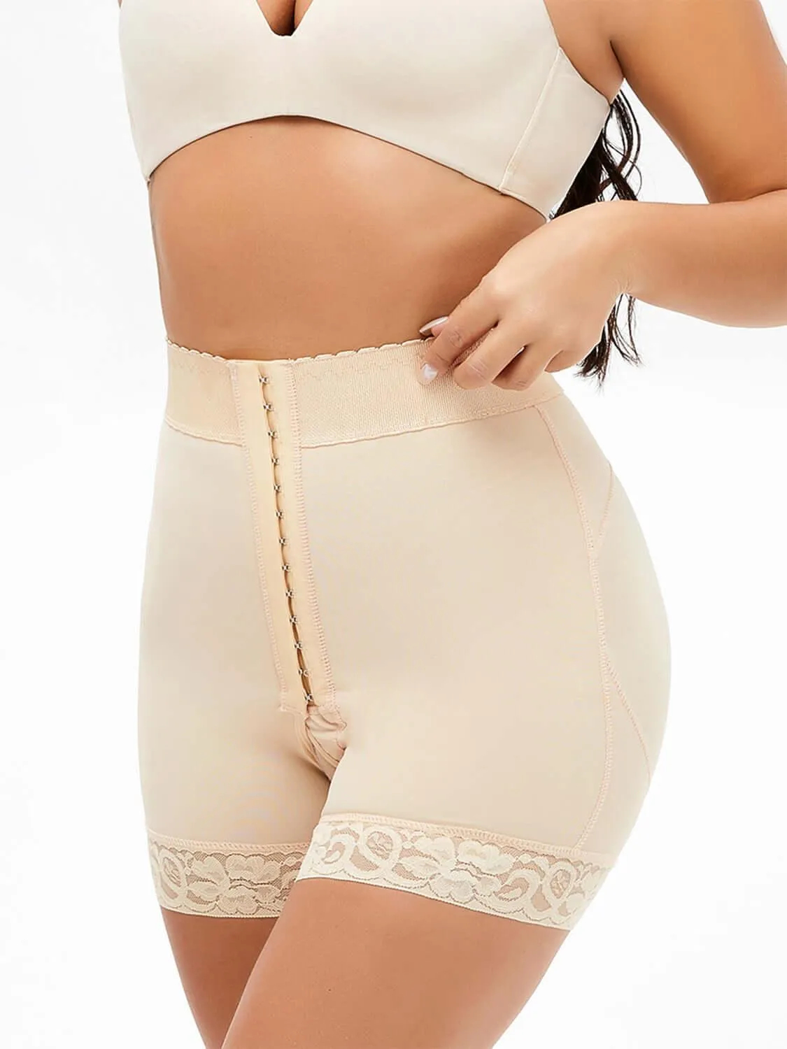 Lace Detail Hook-and-Eye Shaping Shorts – Shape Your Curves