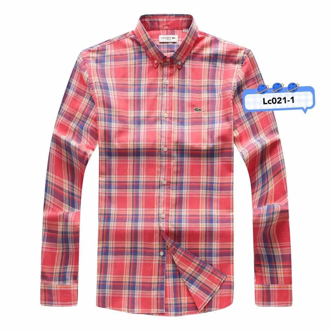 Lacoste Men's 100% Cotton Collar Button down Multi- Coloured Striped Long Sleeve Shirt