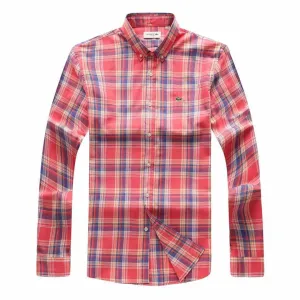 Lacoste Men's 100% Cotton Collar Button down Multi- Coloured Striped Long Sleeve Shirt