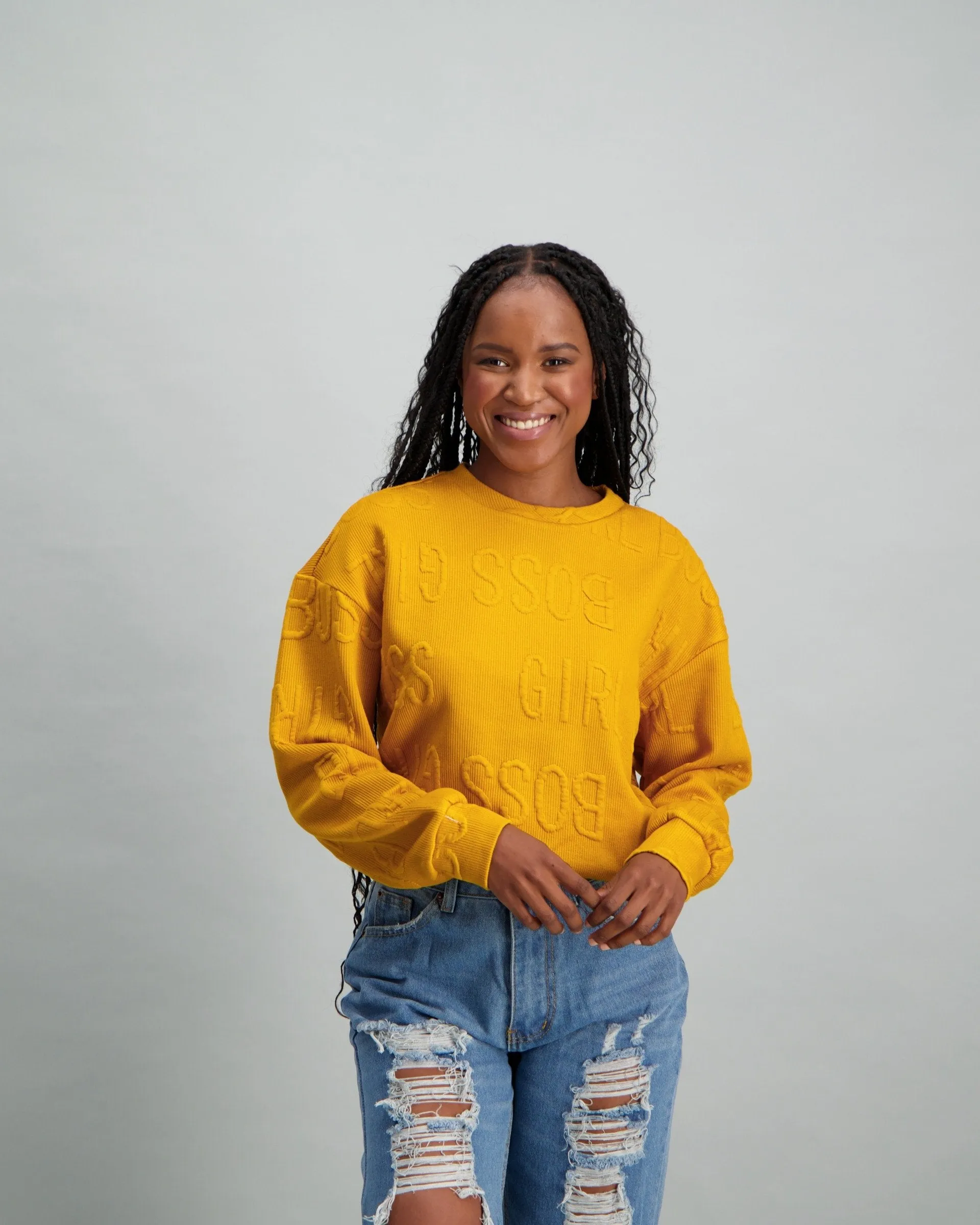 Ladies Jacquard Pullover - Mustard