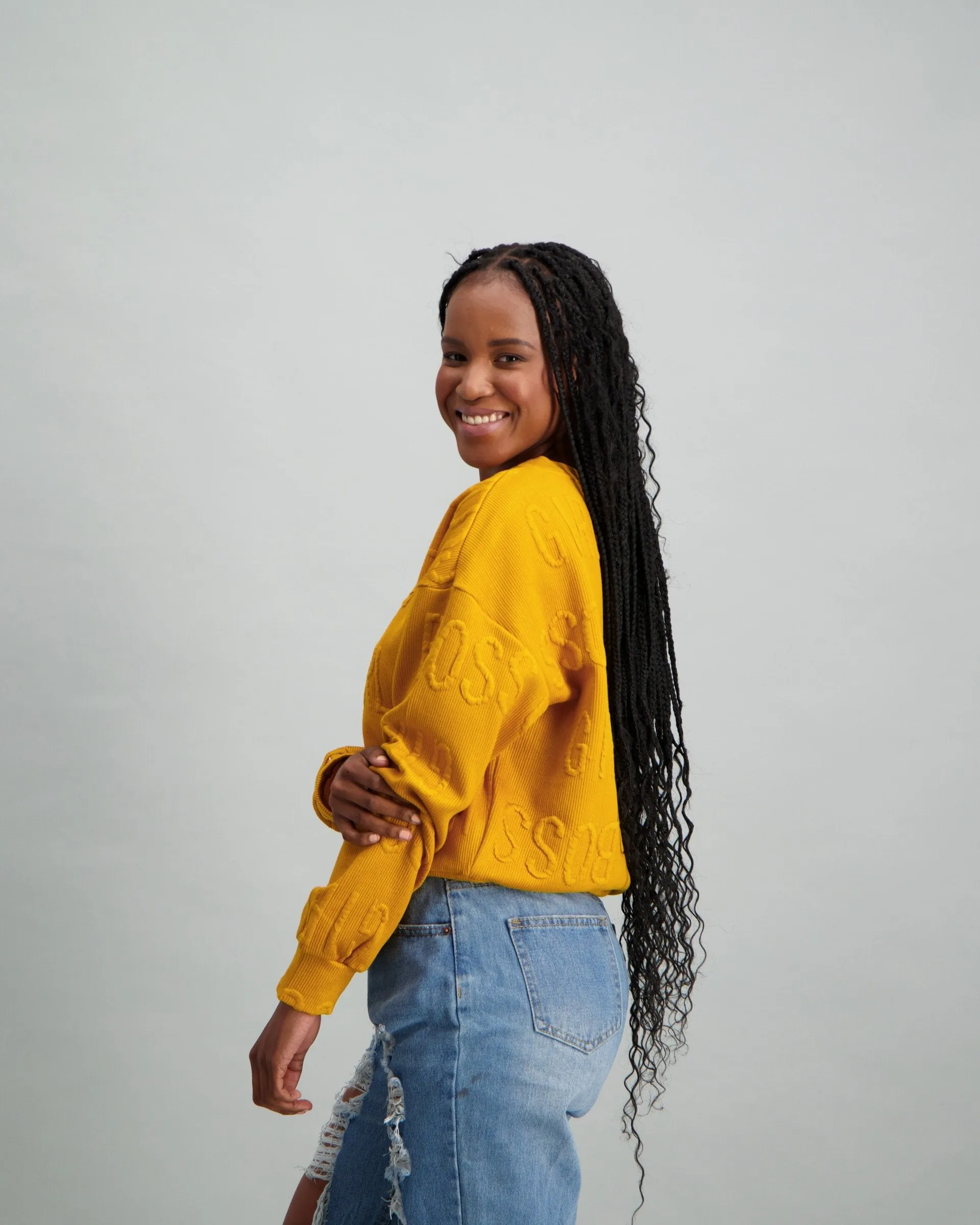 Ladies Jacquard Pullover - Mustard