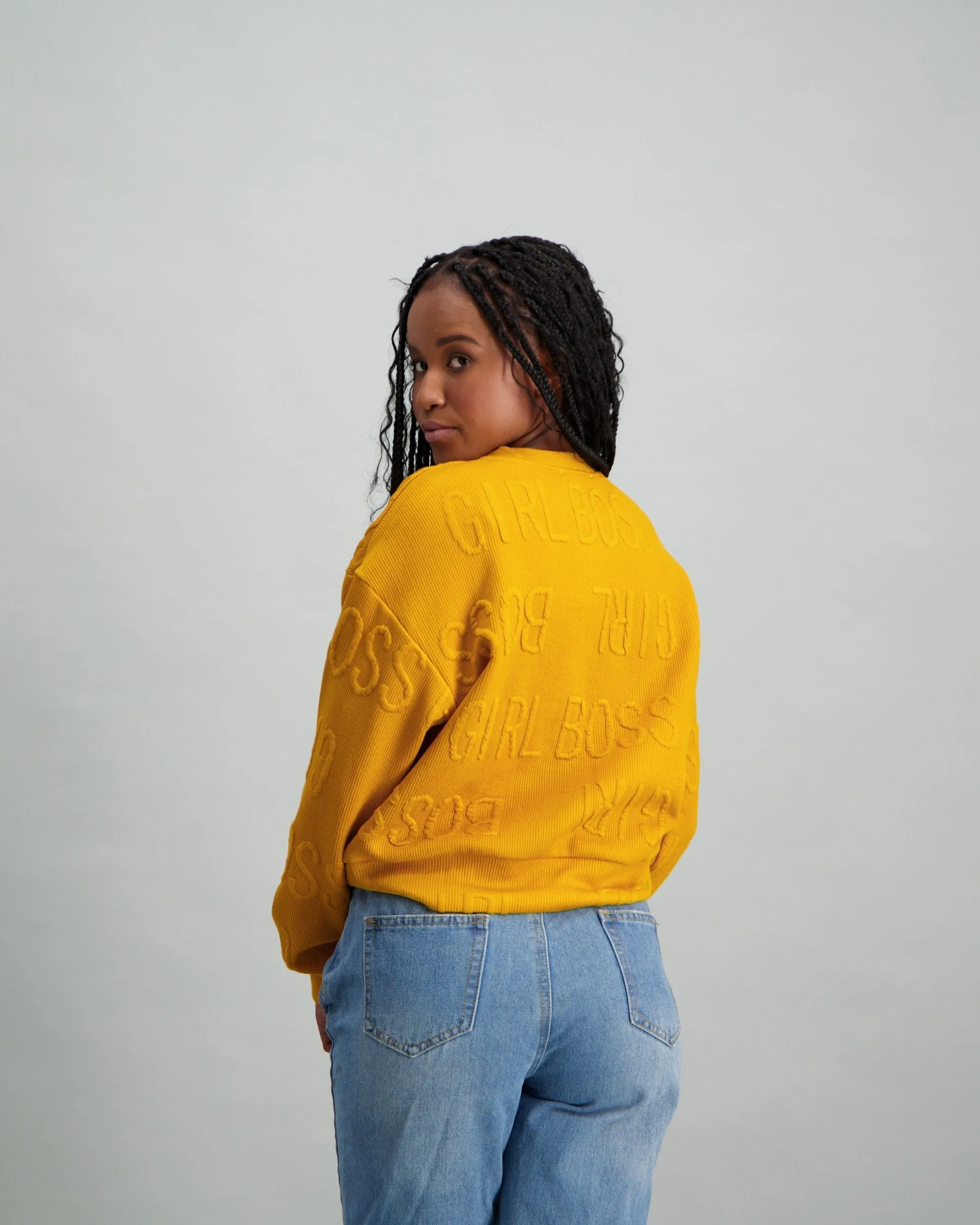 Ladies Jacquard Pullover - Mustard
