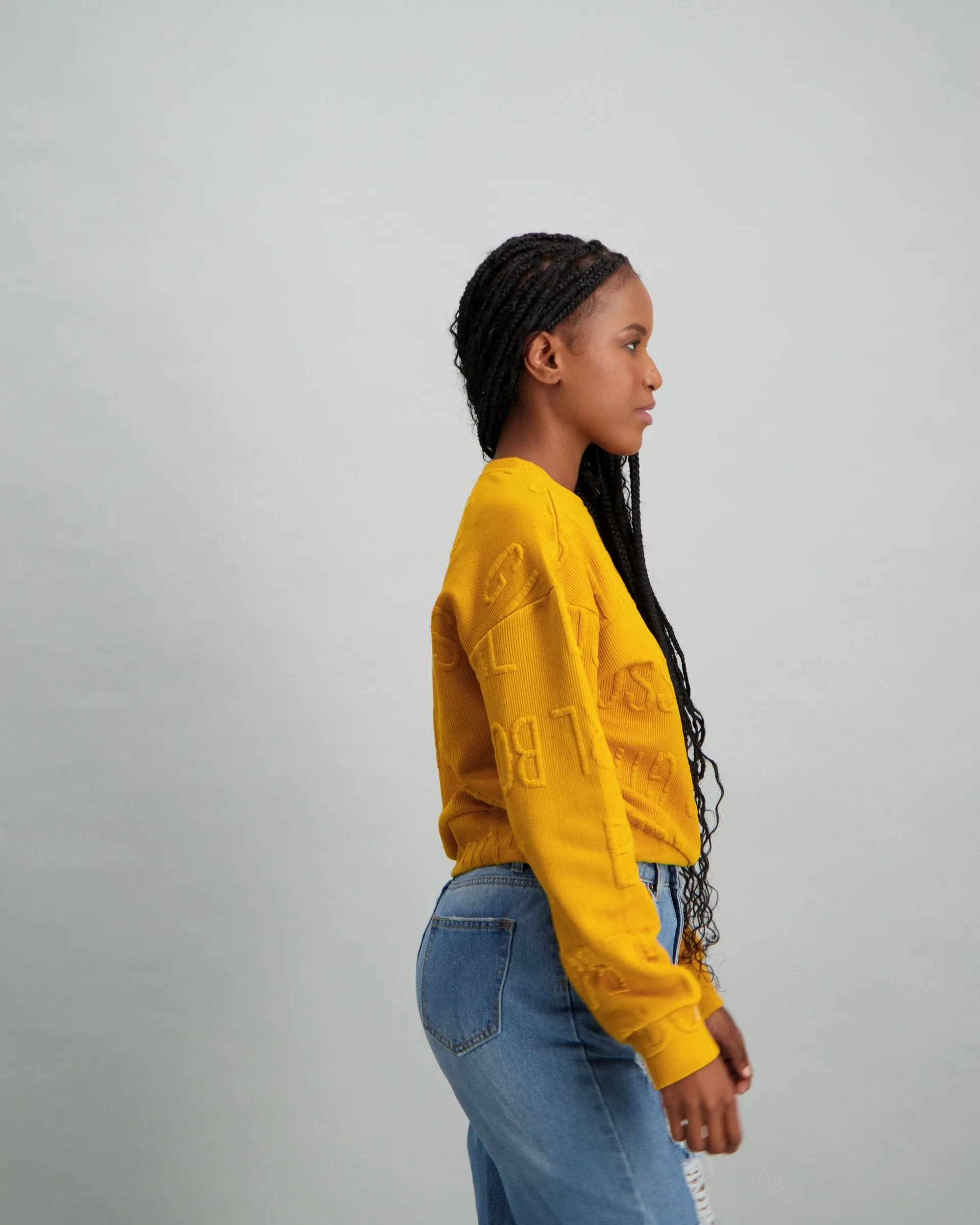 Ladies Jacquard Pullover - Mustard