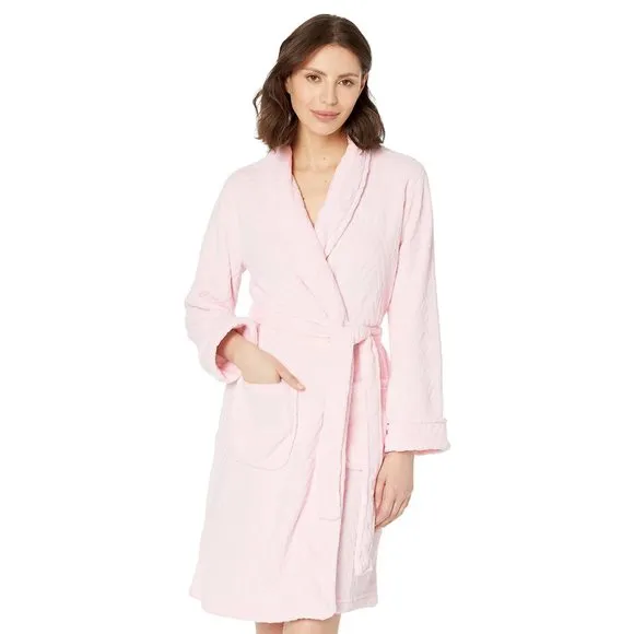 LAUREN Ralph Lauren Recycled So Soft Shawl Collar Robe Pink LG (US 12-14)
