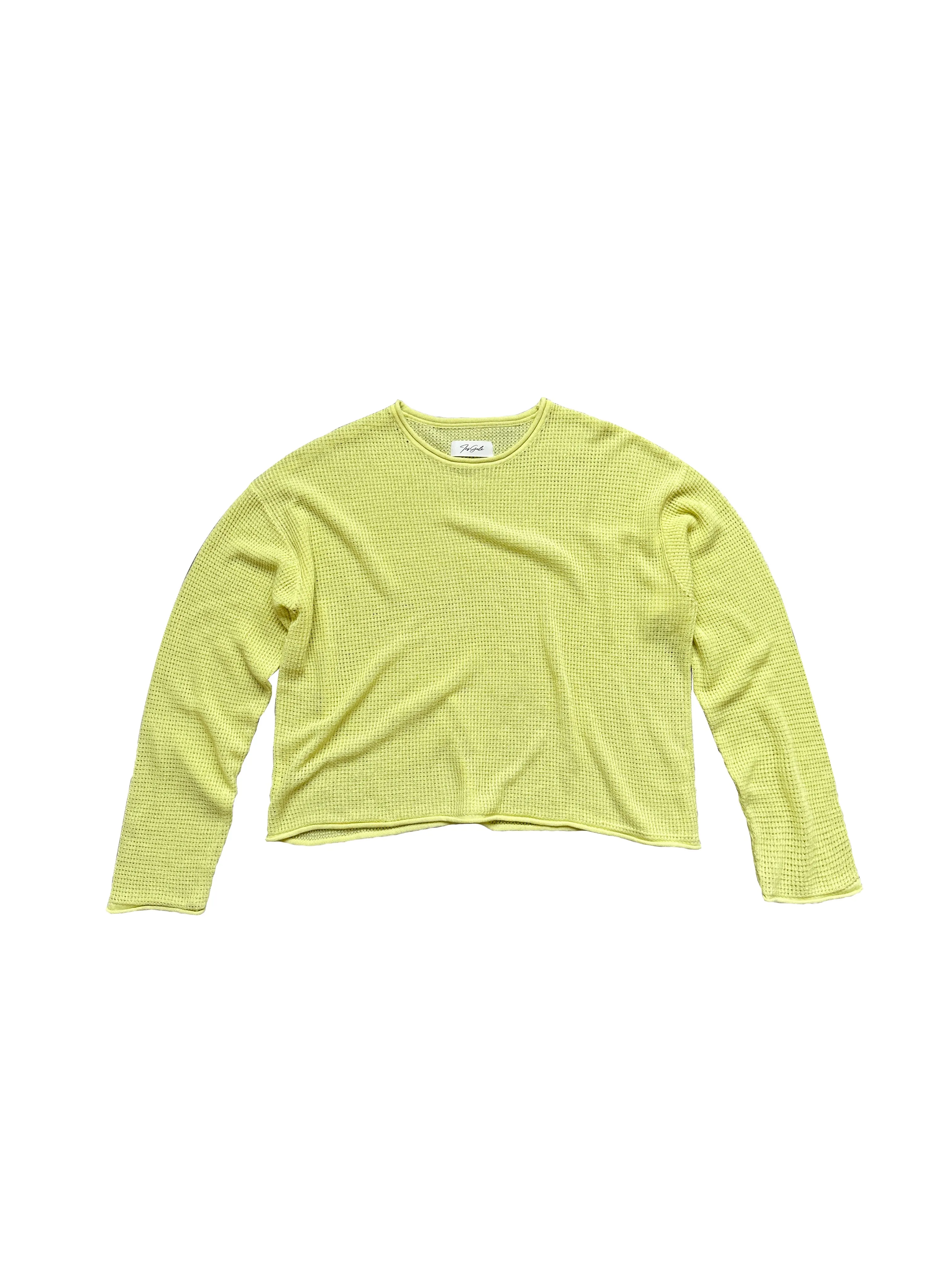 Lemon Yellow Waffle-Knit Sweater