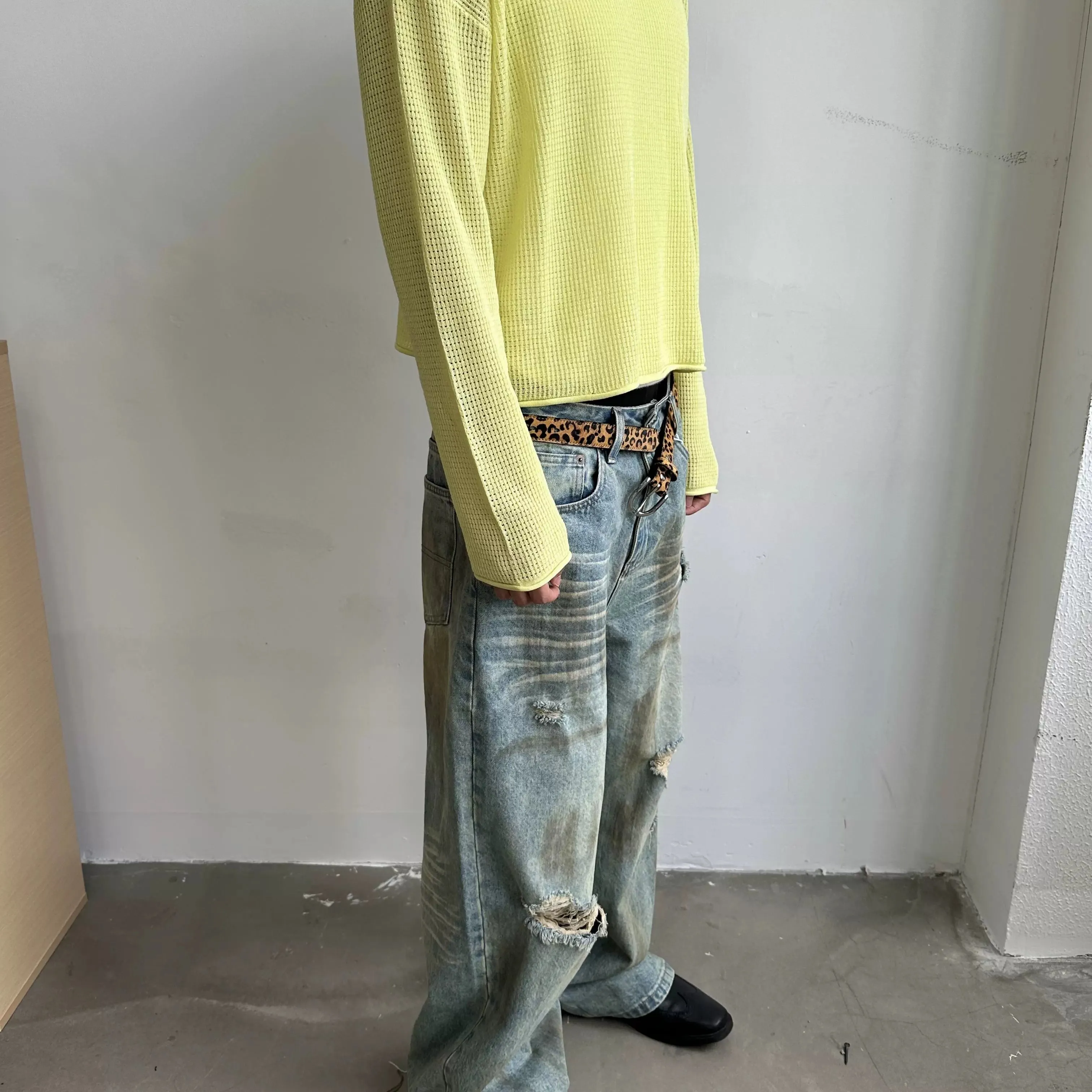 Lemon Yellow Waffle-Knit Sweater