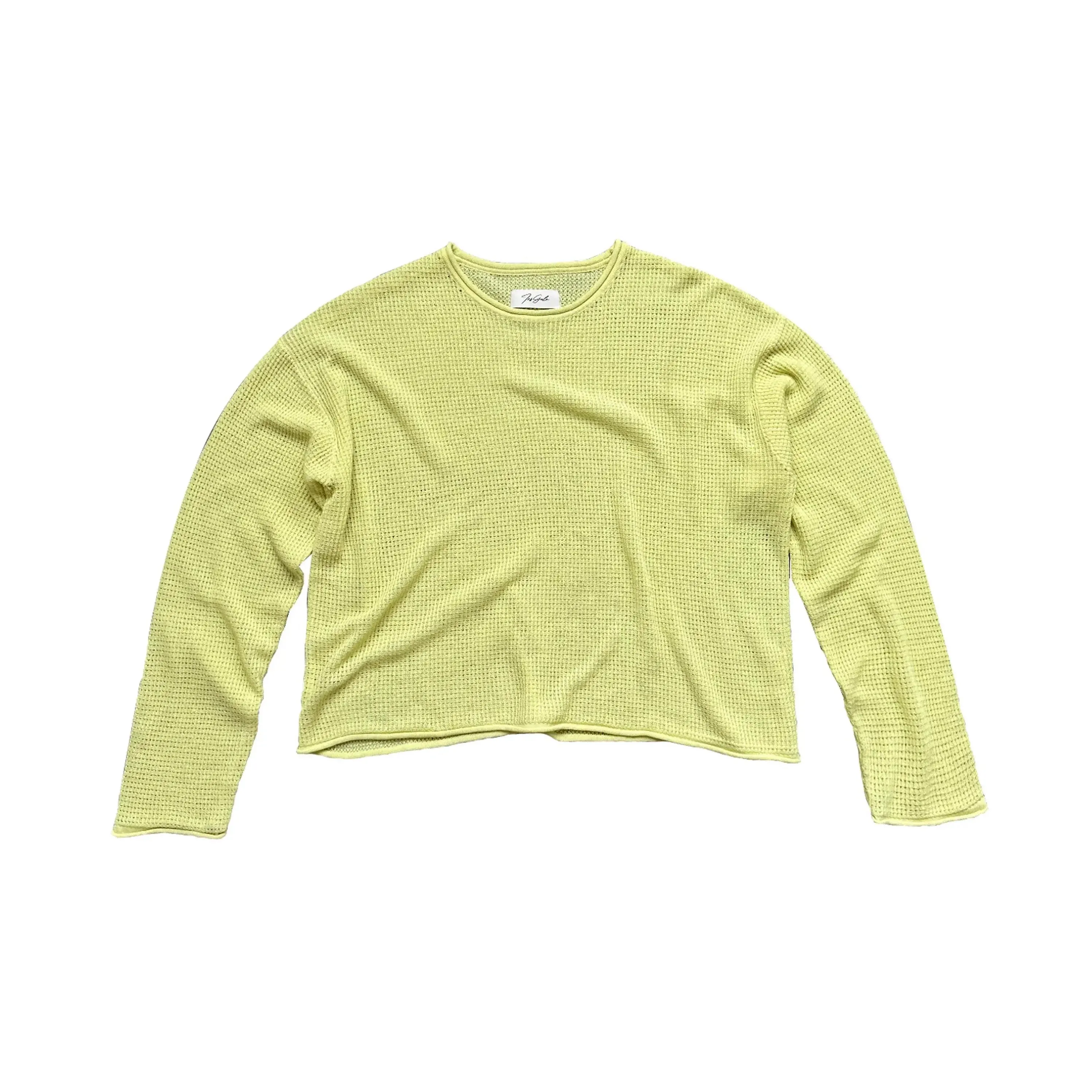 Lemon Yellow Waffle-Knit Sweater