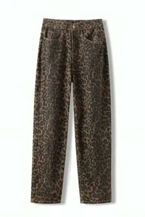 Leopard Print Jean - Trendy Statement Pants for Woman