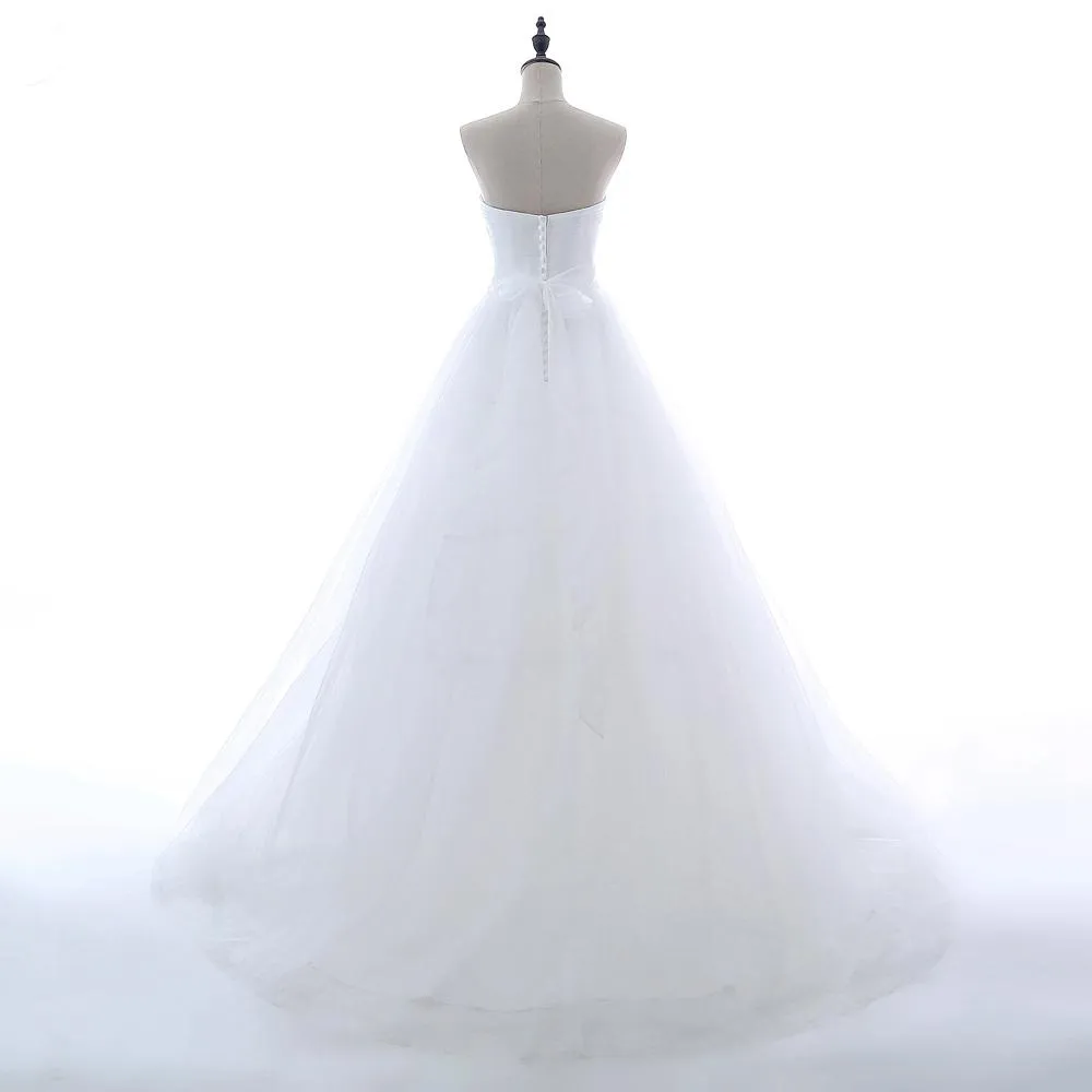 Long Wedding Dress, Sweet Heart Wedding Dress, Tulle Bridal Dress,Wedding Dress with Rhinestone, Beading Wedding Dress, Lace Honest Wedding Dress, LB0316