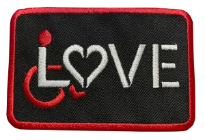 LOVE (for the Disability Community) Red/White Embroidered Patch