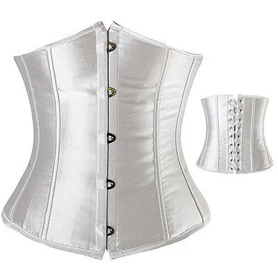 Lovely Pure Women Satin Bustier Lace up Boned Top Corset Overbust