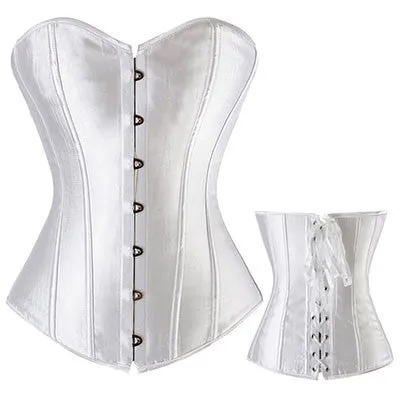 Lovely Pure Women Satin Bustier Lace up Boned Top Corset Overbust