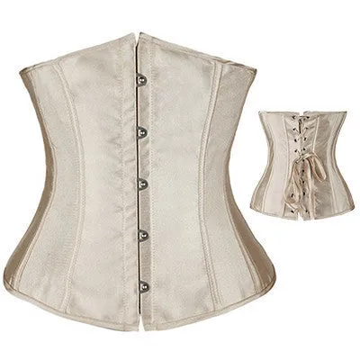 Lovely Pure Women Satin Bustier Lace up Boned Top Corset Overbust