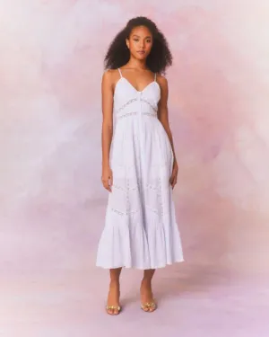 LoveShackFancy | Esilda Stripe Cotton Midi Dress | Vintage Voyage Blue & White
