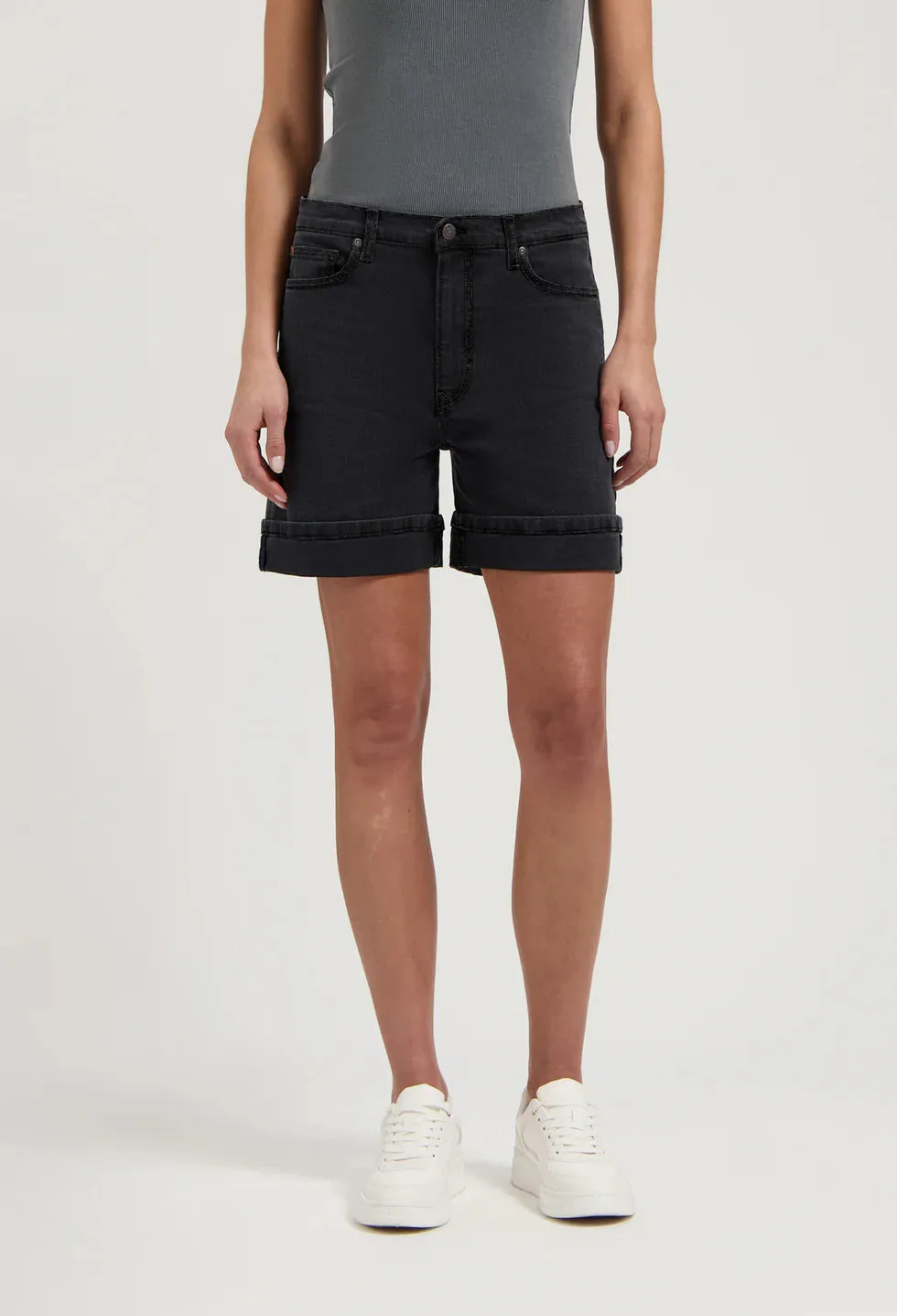 Luna Mid Denim Shorts Black Vintage