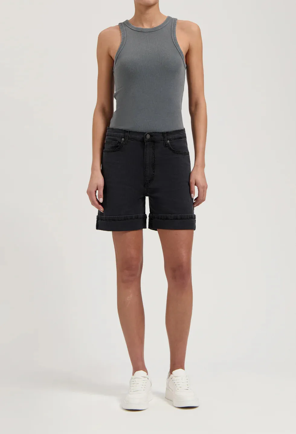 Luna Mid Denim Shorts Black Vintage