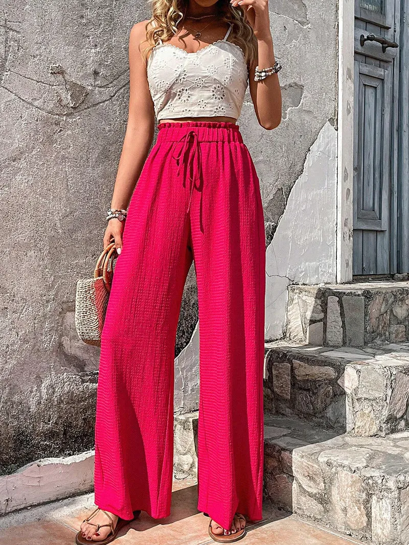 Luna | Wide Trousers with Drawstring | Casual and Chic | Airy Fabric