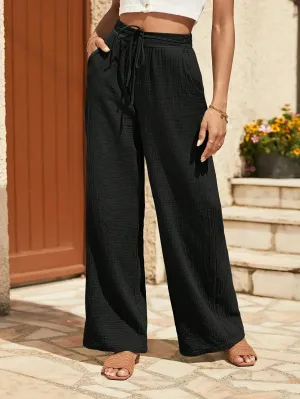 Luna | Wide Trousers with Drawstring | Casual and Chic | Airy Fabric