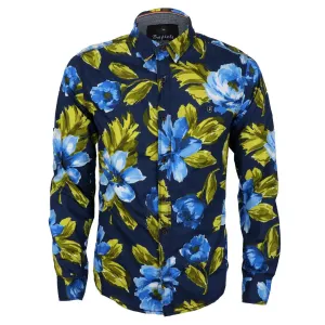 Luxury Colorful Floral Shirt Men's Vintage Casual Shirt Long Sleeve