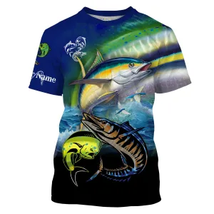 Mahi Mahi ( Dorado), Wahoo, Tuna fishing Customize Name All-over Print Unisex fishing T-shirt NPQ19