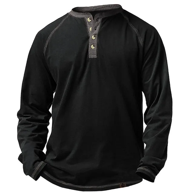 Men's Casual Long Sleeve聽Plain Henley Shirt