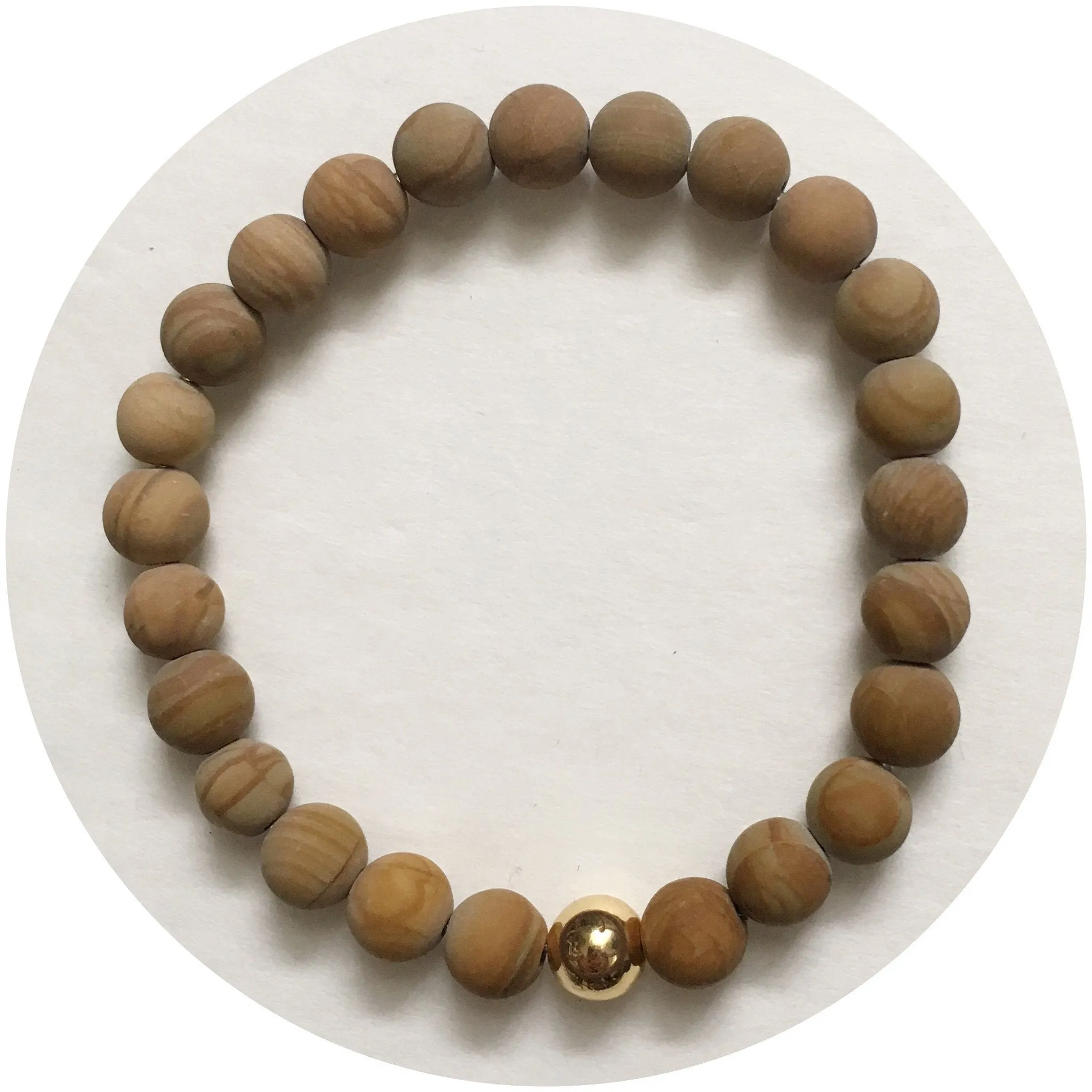 Mens Matte Picture Jasper with Gold Accent