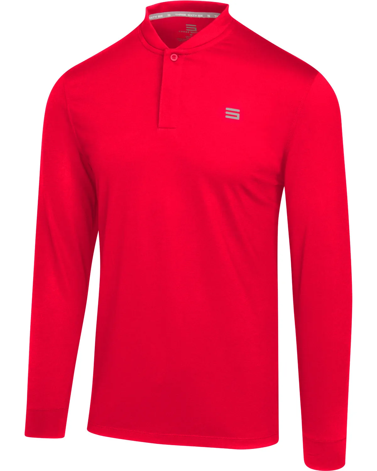 Men’s Solid Long Sleeve Collarless Golf Shirt