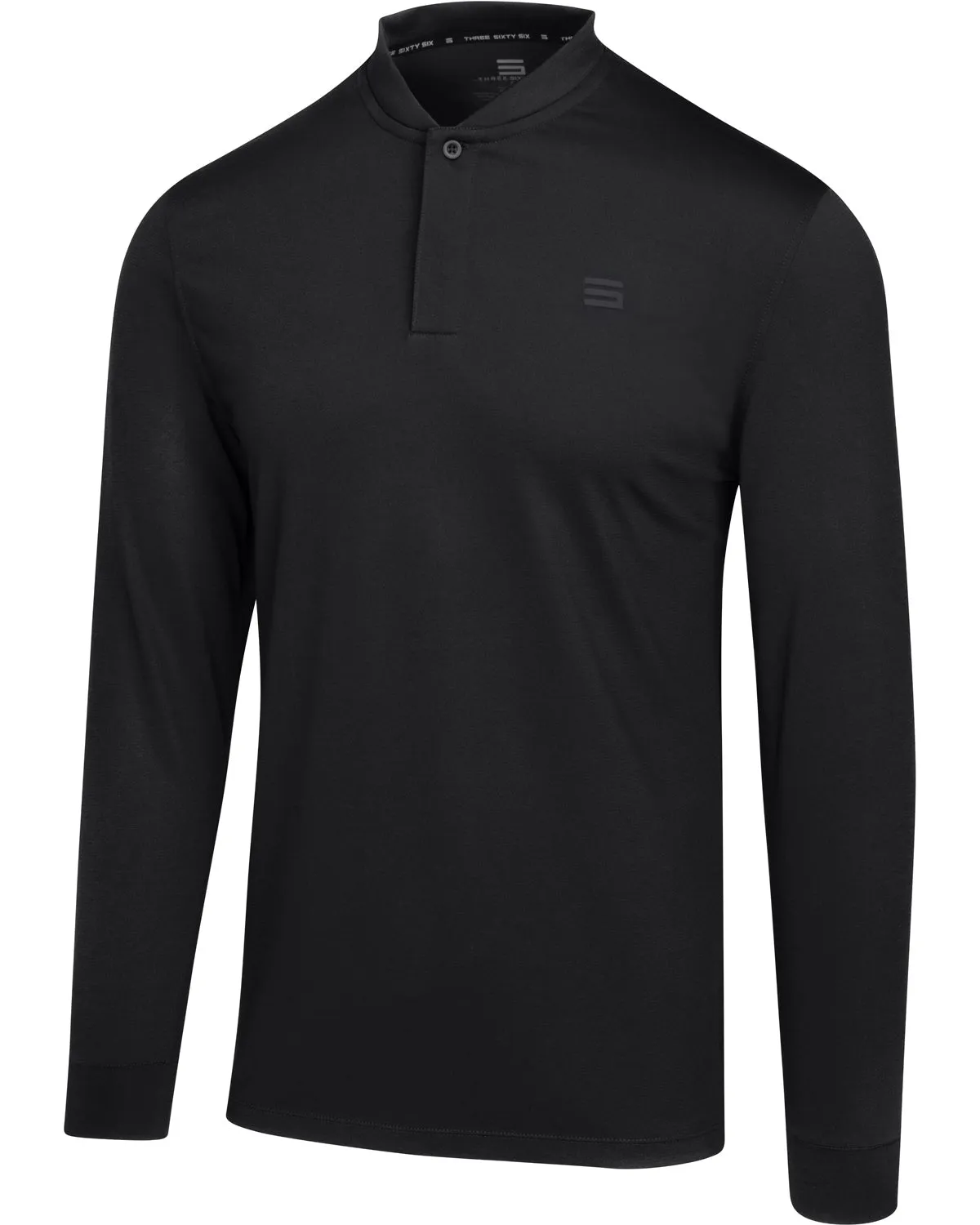 Men’s Solid Long Sleeve Collarless Golf Shirt