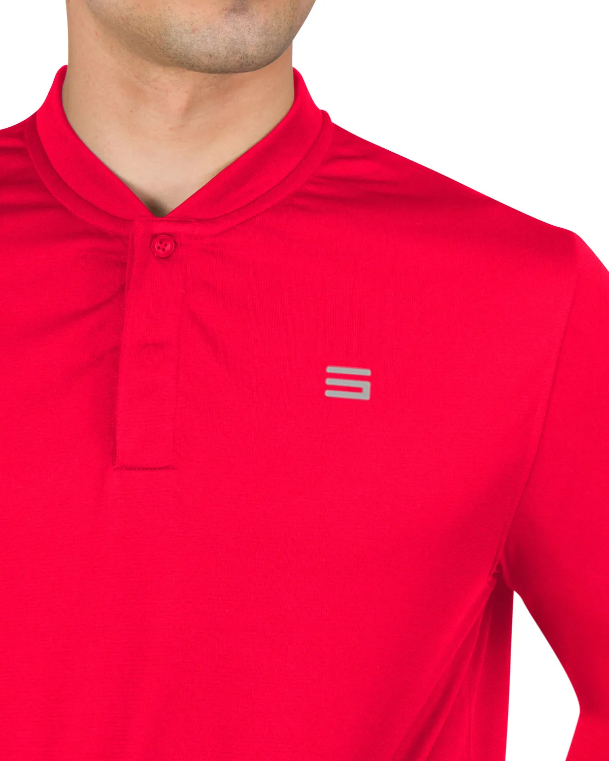 Men’s Solid Long Sleeve Collarless Golf Shirt