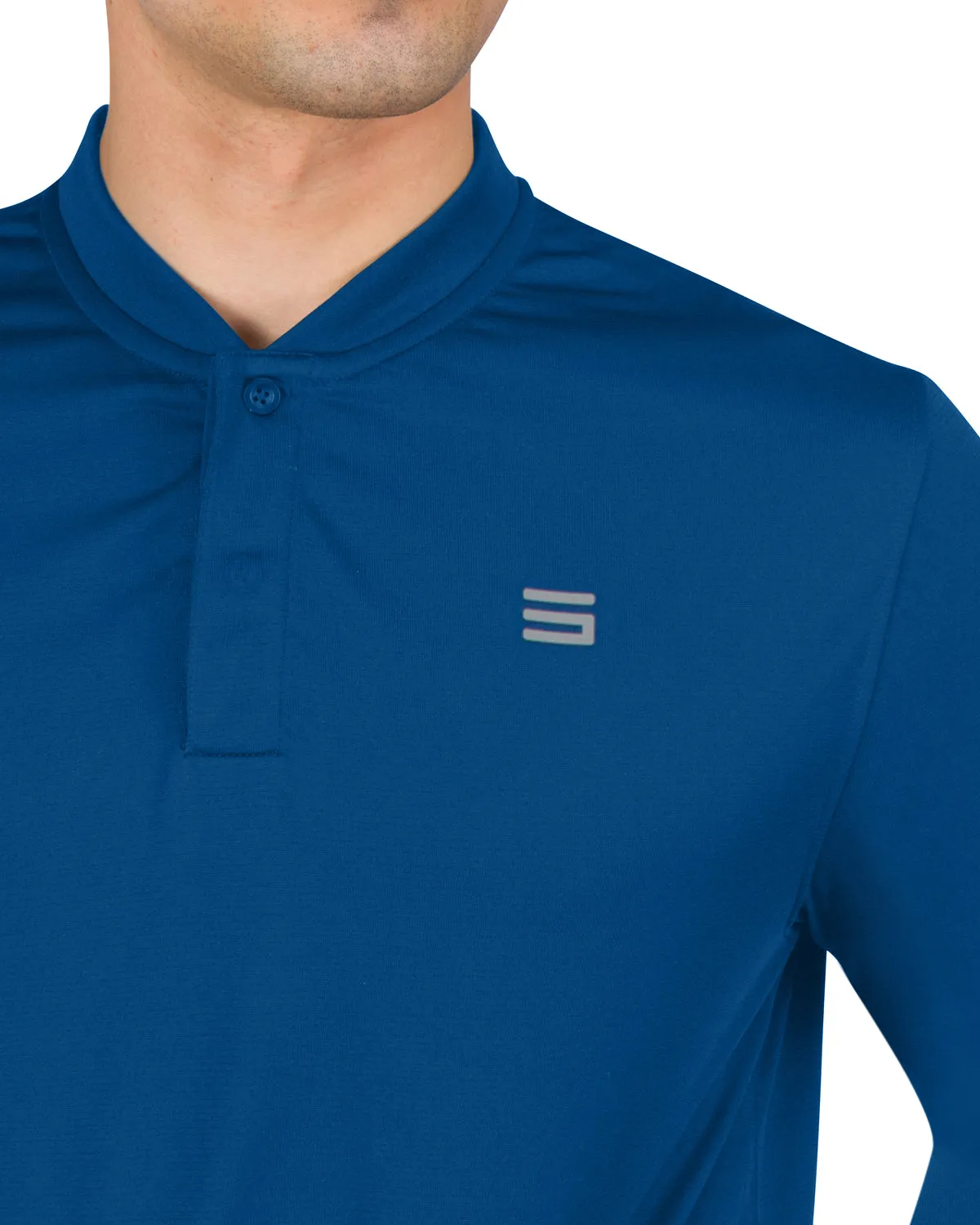 Men’s Solid Long Sleeve Collarless Golf Shirt