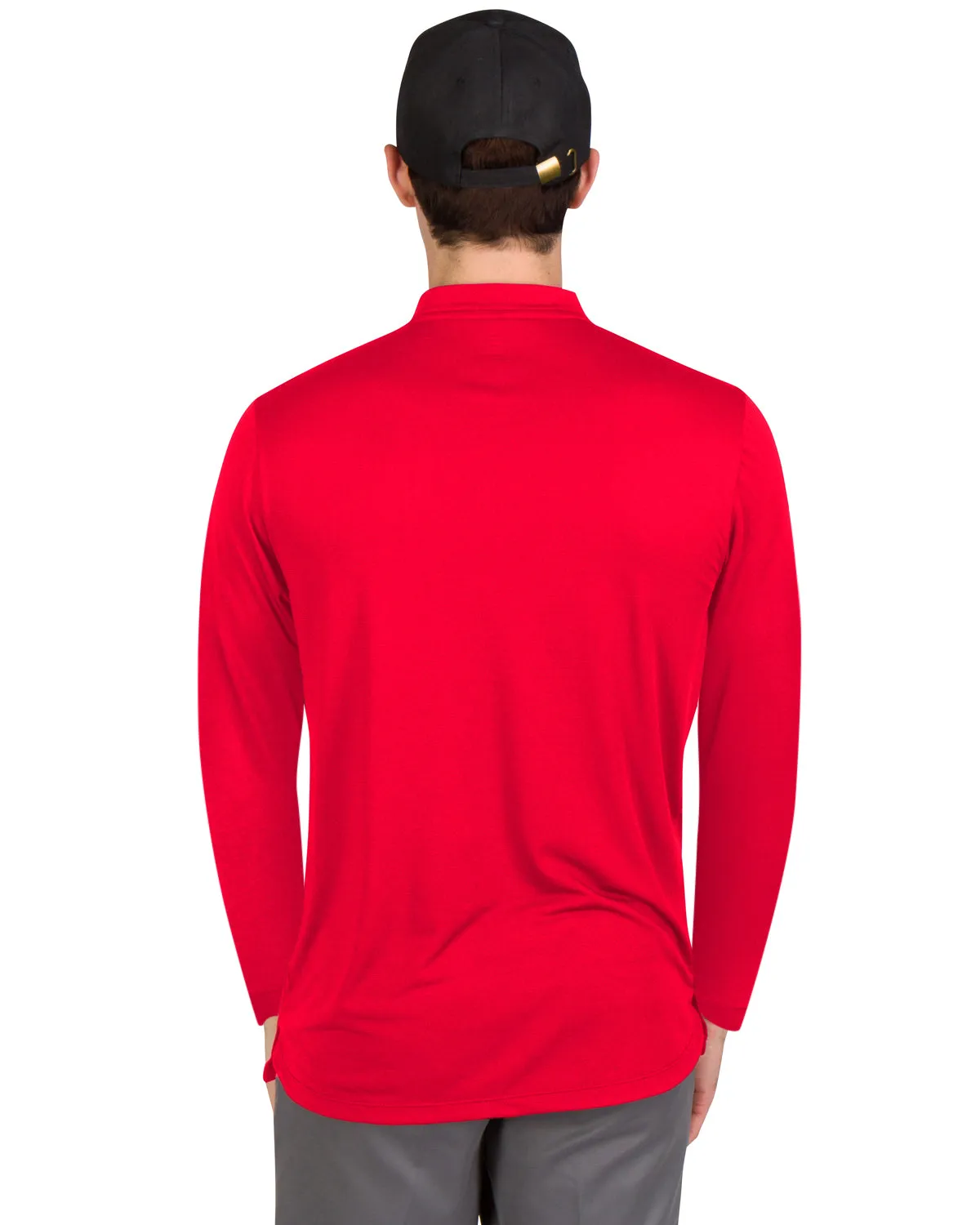 Men’s Solid Long Sleeve Collarless Golf Shirt