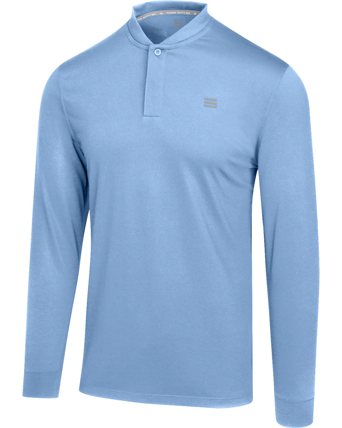 Men’s Solid Long Sleeve Collarless Golf Shirt