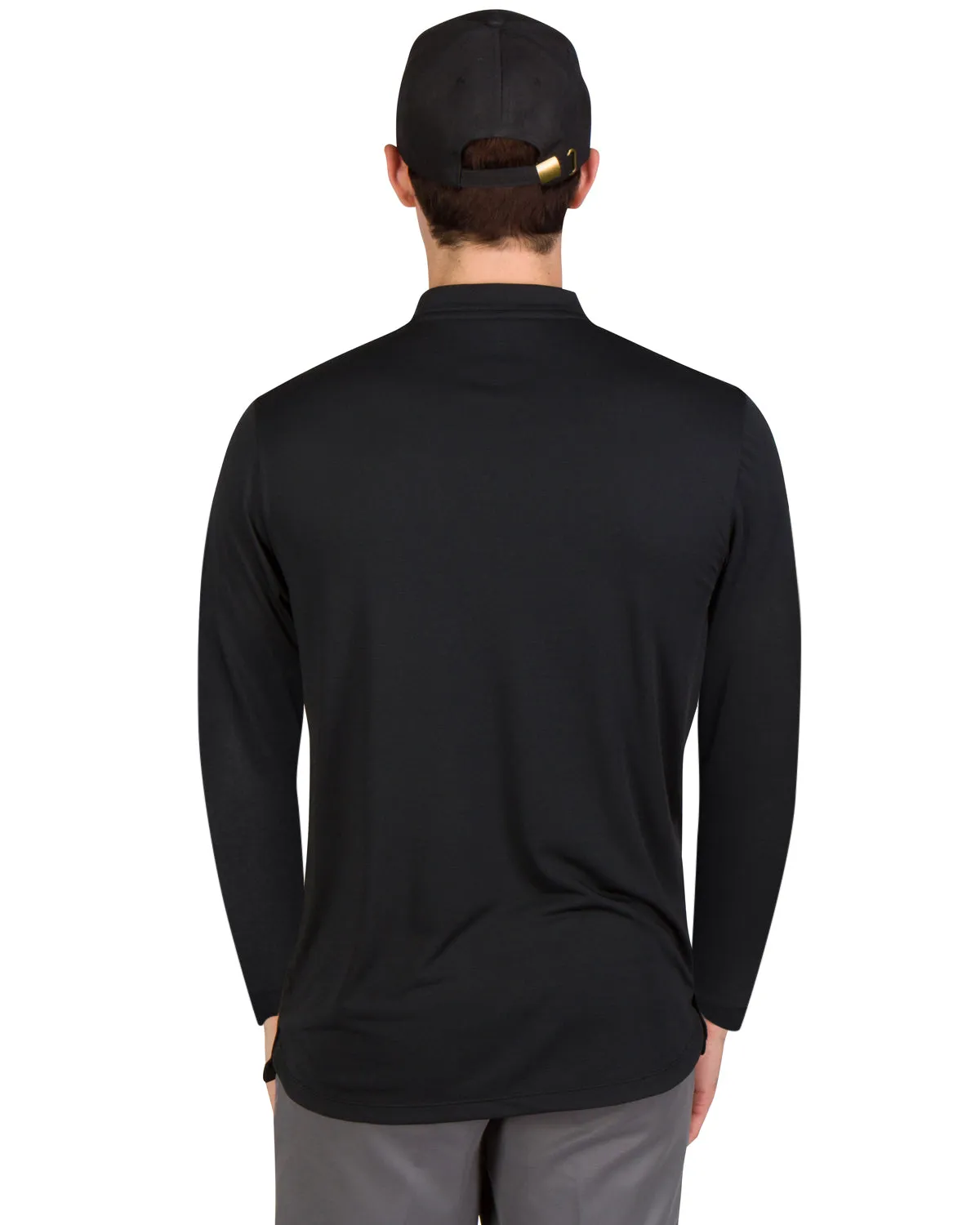 Men’s Solid Long Sleeve Collarless Golf Shirt