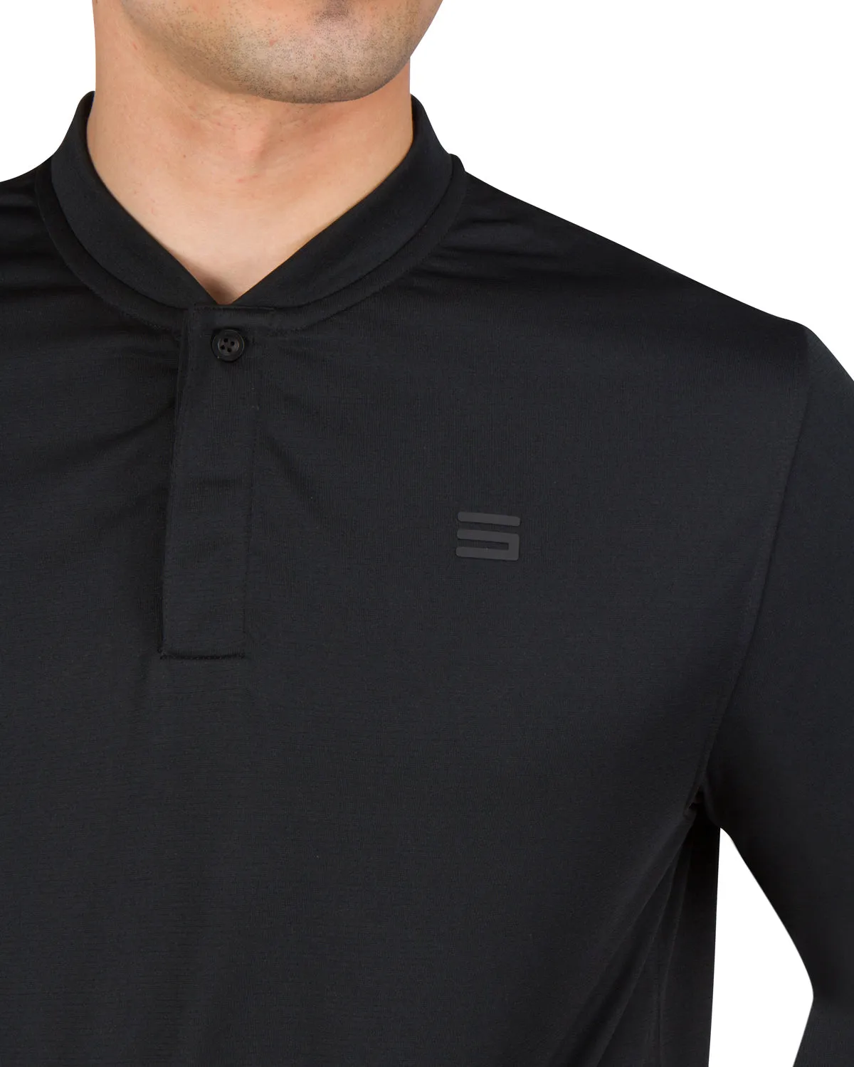 Men’s Solid Long Sleeve Collarless Golf Shirt