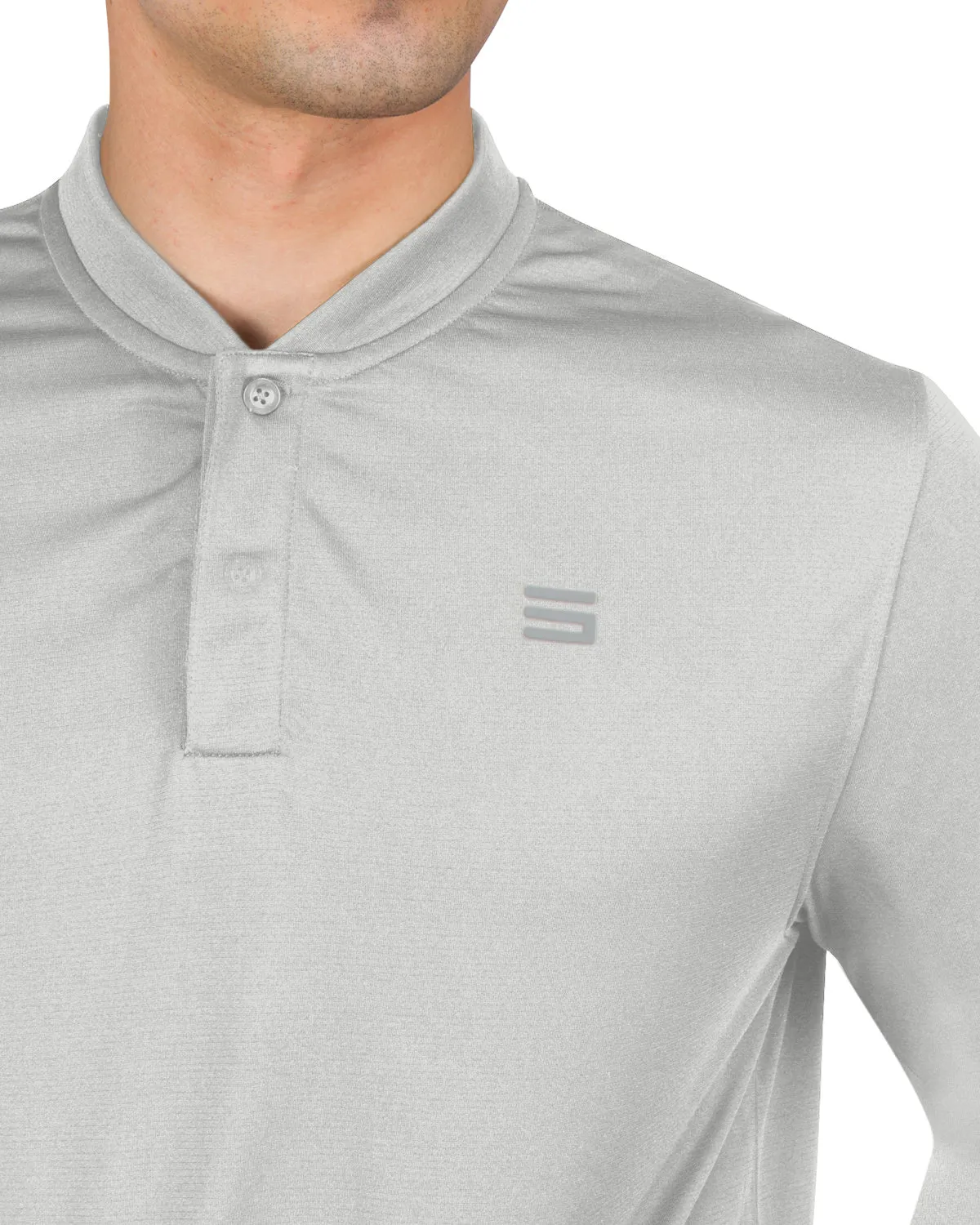 Men’s Solid Long Sleeve Collarless Golf Shirt