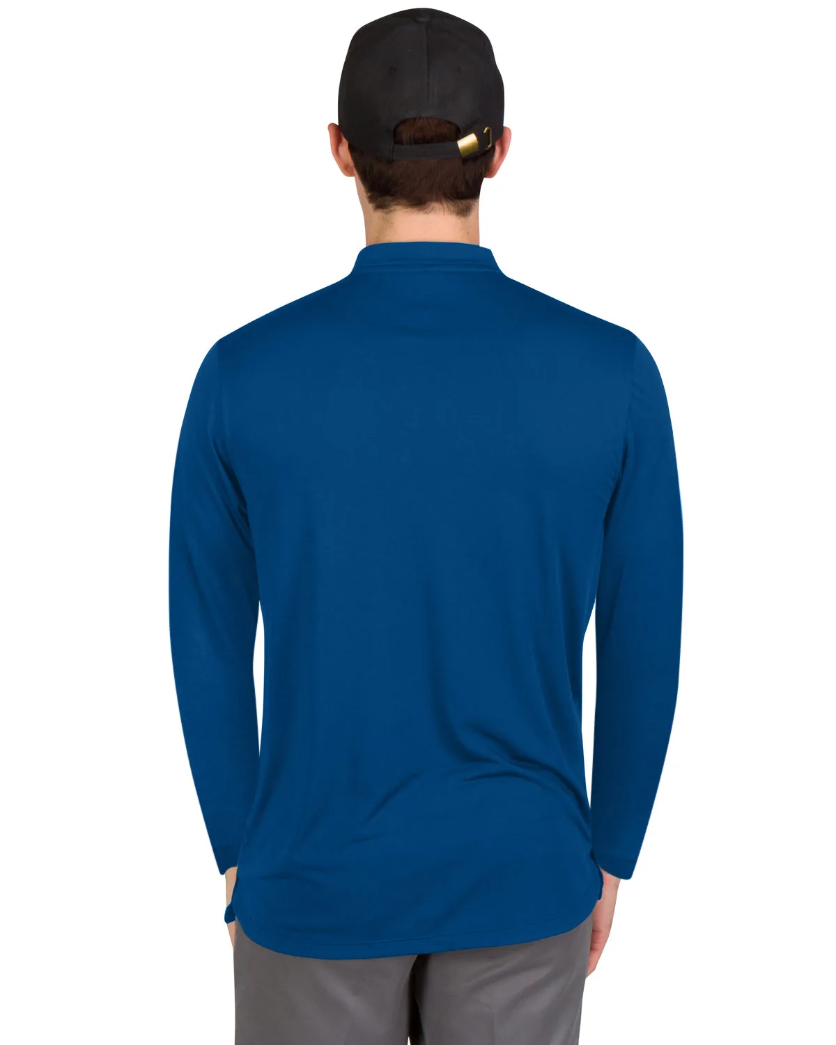 Men’s Solid Long Sleeve Collarless Golf Shirt