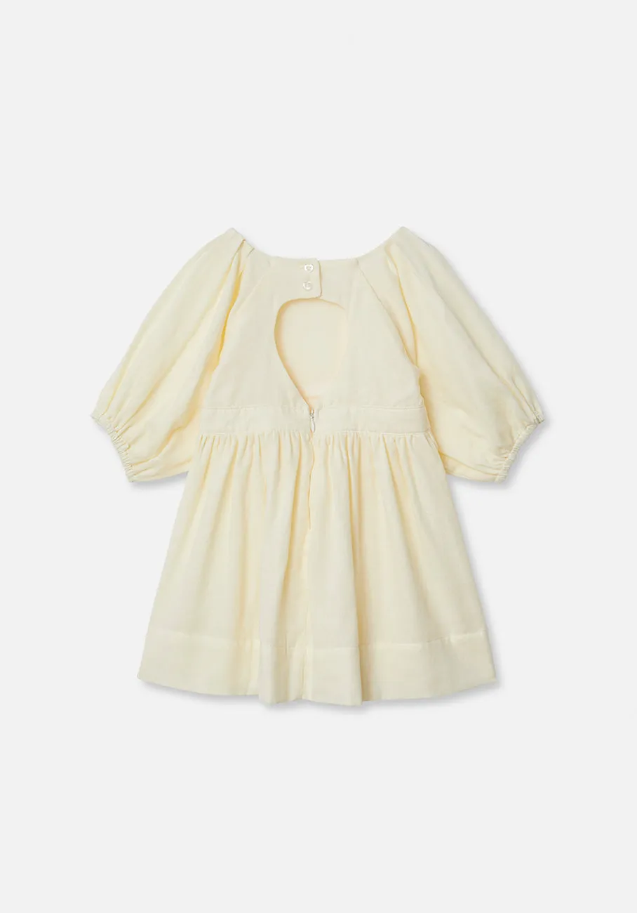 Miann & Co Baby - Keyhole Puff Sleeve Dress - Lemon