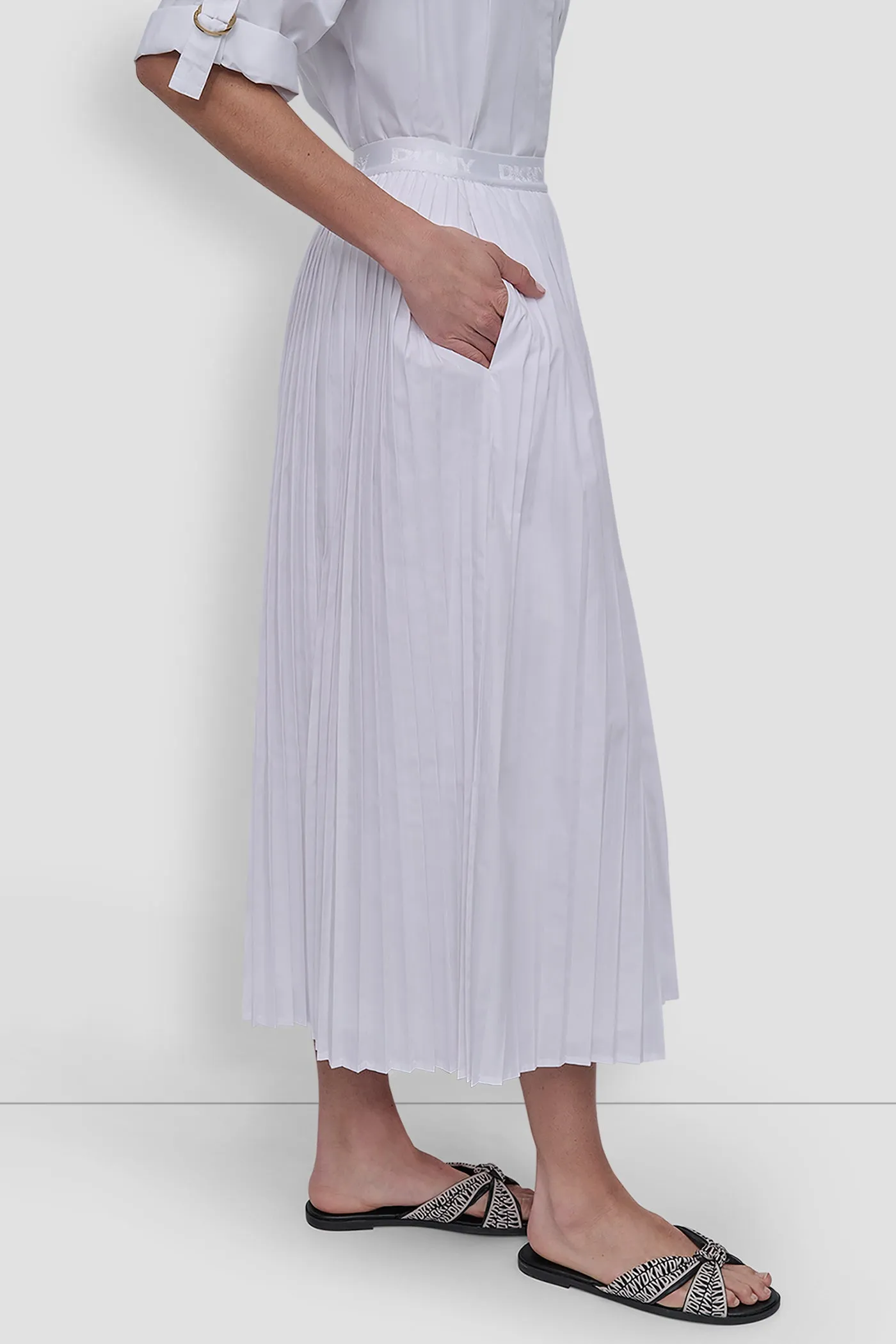 MIDI PLEATED SKIRT W LOGO