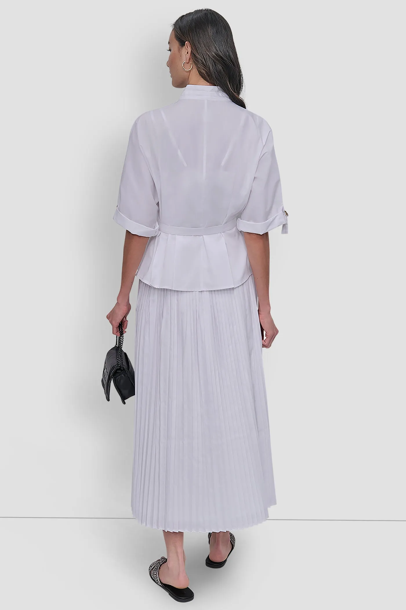 MIDI PLEATED SKIRT W LOGO
