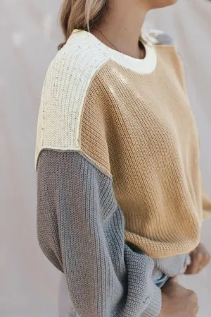Multicolor Color Block Patchwork Baggy Sweater