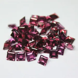 Natural AA Grade Rhodolite Garnet Princess Cut Loose Gemstone 2pc 5x5mm