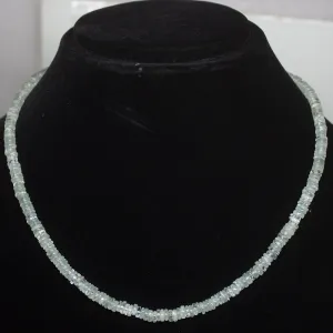 Natural Blue Aquamarine Smooth Wheel Beads Necklace 5mm 19inches