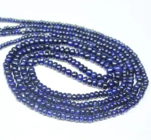 Natural Dyed  Blue Sapphire Smooth Polished Rondelle Loose Beads Strand 9" 2.5mm 4mm