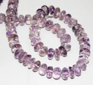 Natural Pink Amethyst Smooth Rondelle Loose Gemstone Beads Strand 16" 14mm 13mm