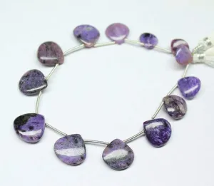 Natural Purple Charoite Smooth Heart Drop Beads 8mm 18mm 7inches