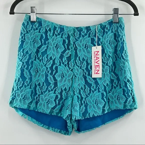 Naven Neon Collection Blue Lace Hot Shorts NWT