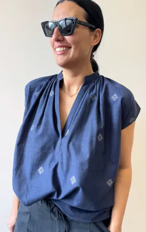 Navy Khadi Shirt with woven details-last 1