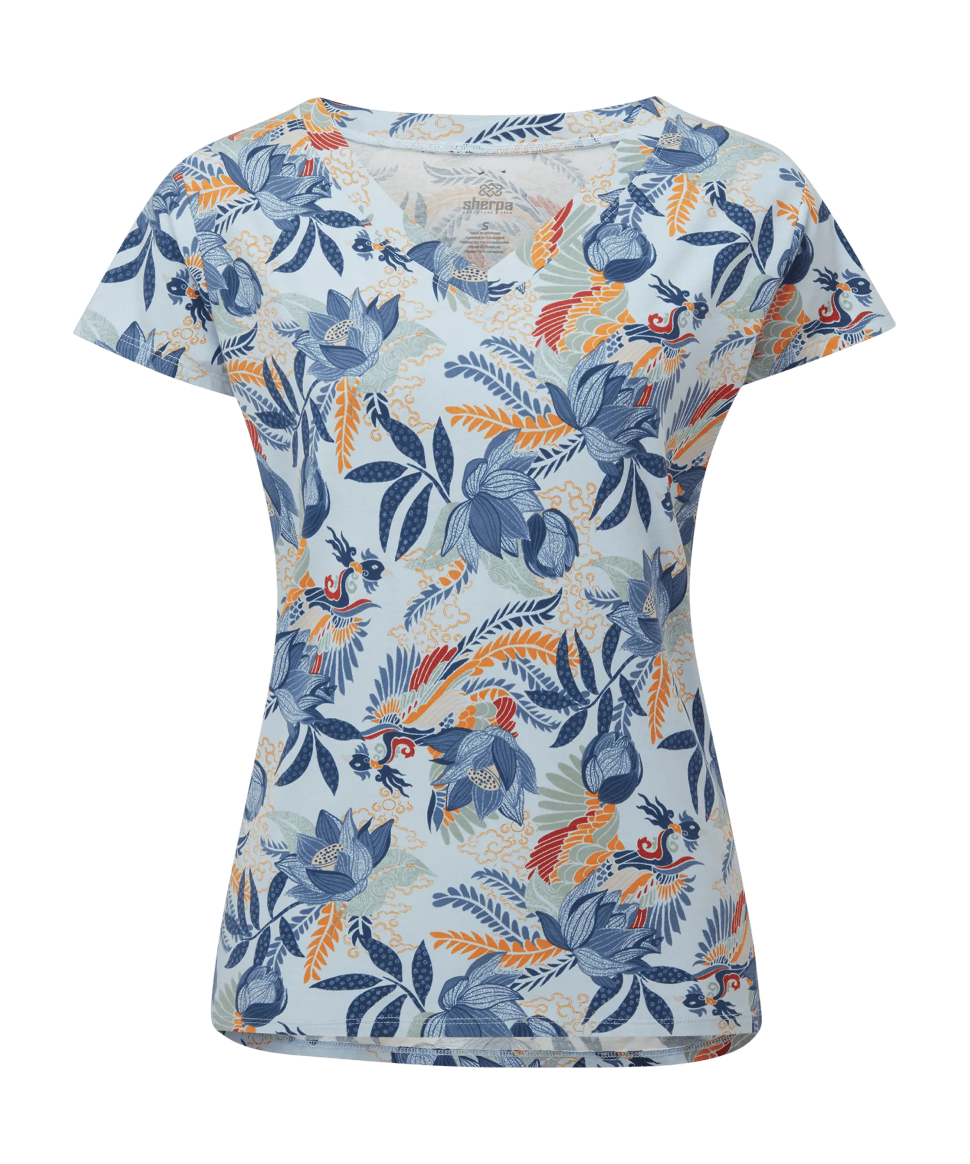 Neha V-Neck T-Shirt - Seaport Blue Peacock